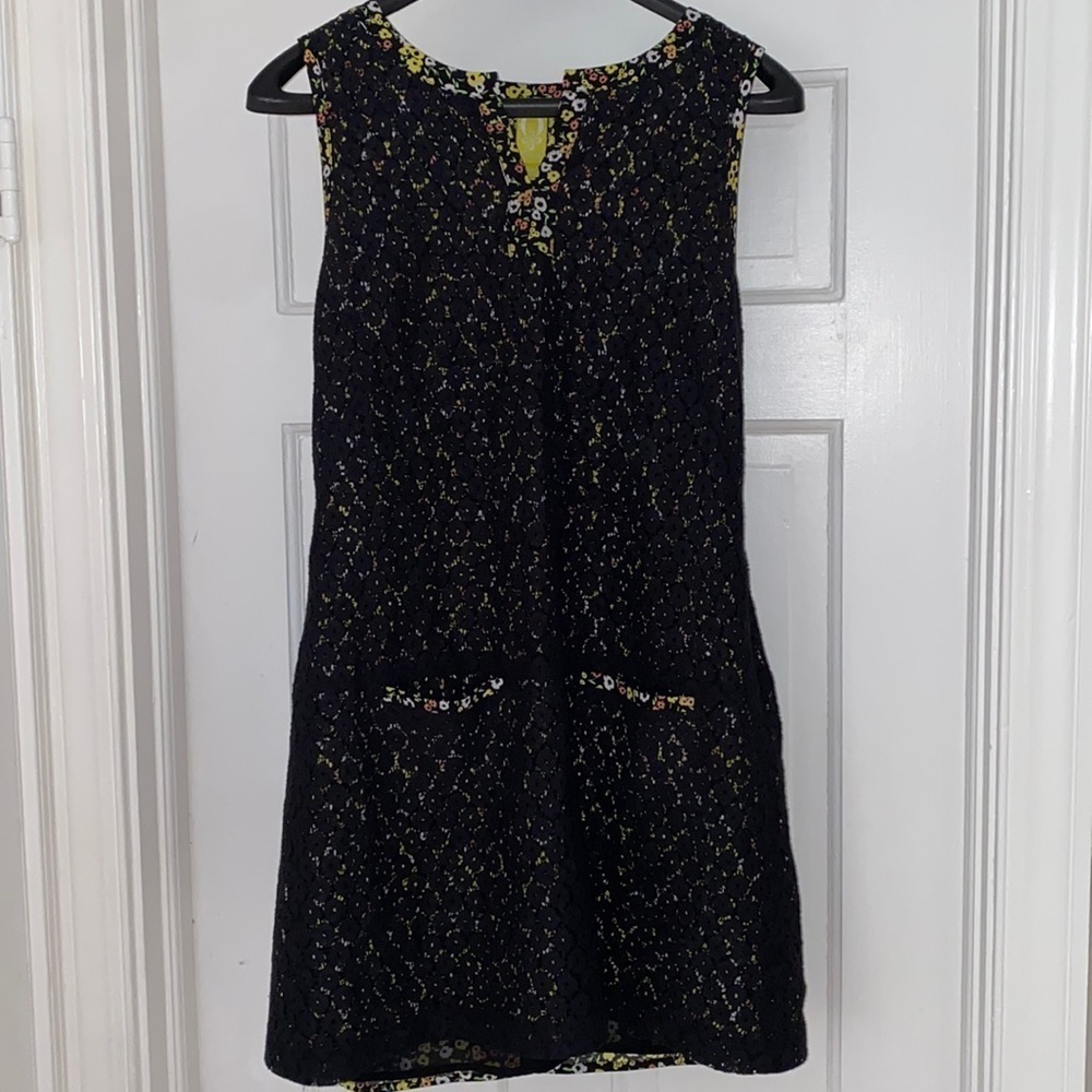 Q Mack size medium black lace dress with floral design